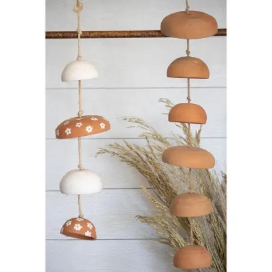 White Floral and Natural Terracotta Hanging Chime - Foreside Home & Garden image {4}