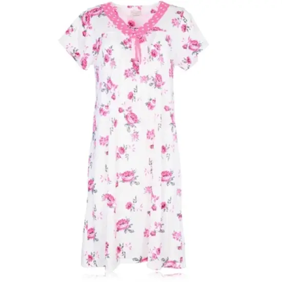 JEFFRICO Womens Nightgowns Short Sleeve Sleepwear Soft Pajama Dress Nightshirts image {2}