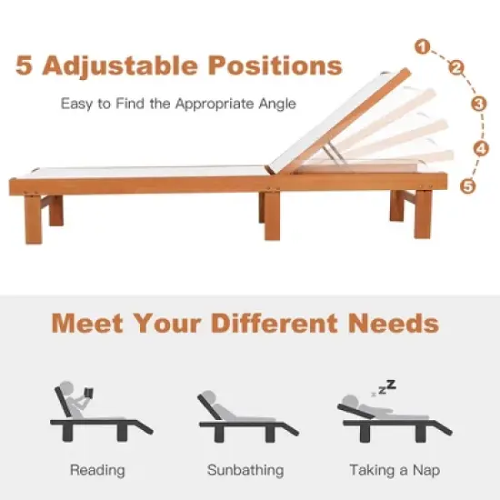 Costway  Patio Lounge Chair with 5-Postion Adjustable Backrest and Quick-Drying Fabric image {2}