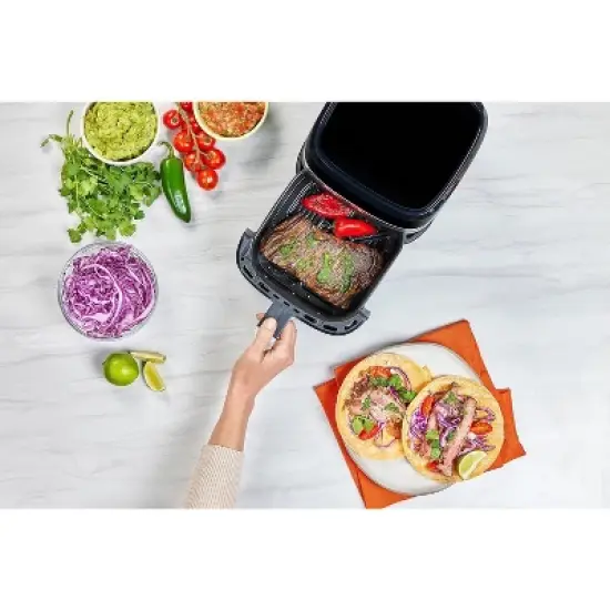 BLACK+DECKER Purify 2QT Air Fryer, Timer with Auto Shut-off and Shake Reminder, Digital LED Touchscreen and 9 Presets, 1000W, Dishwasher Safe Parts image {8}