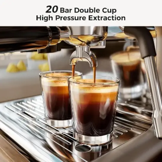 R.W.FLAME Espresso Machines with grinder, 20 Bar Professional Espresso Maker with Milk Frother Steam Wand&Removable Water Tan for Home,Stainless Steel image {3}