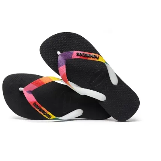Havaianas - Men's Top Pride Strap Flip Flop Sandals - Black with Rainbow Strap image {1}