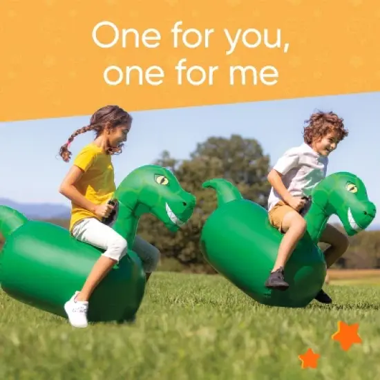HearthSong Set of 2 Inflatable Ride-On Dinosaurs Hippity Hop Toy for Kids' Active Play image {5}