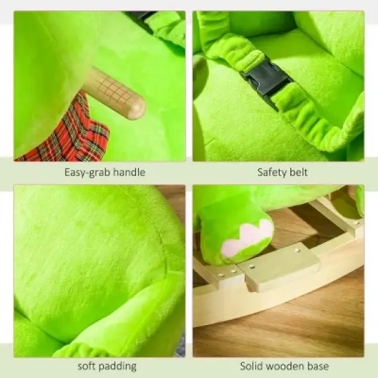 2-in-1 Plush Ride-On Toys Stroller Rocking Dinosaur with Wheels and Nursery Song-3irtyhousy image {5}