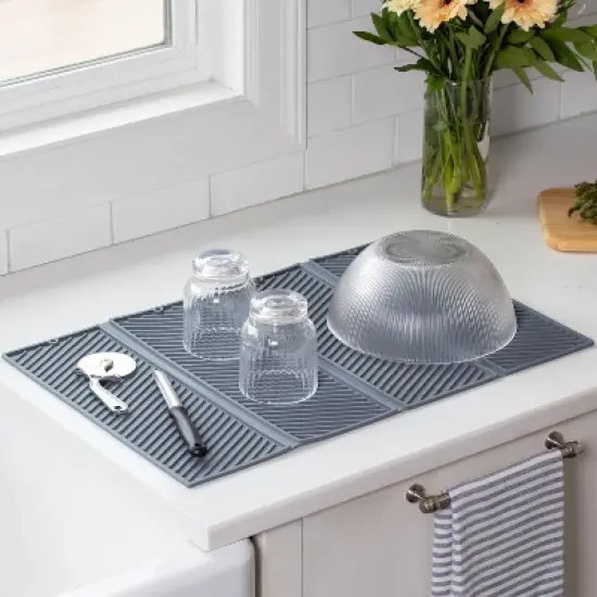 Better Houseware Expandable Silicone Drying Mat in Gray image {2}