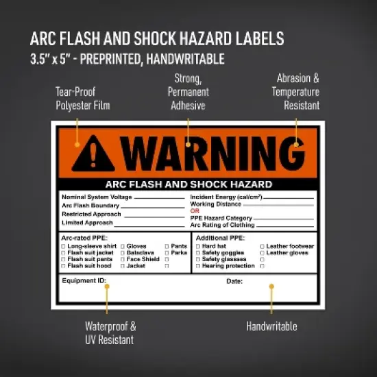 Avery Arc Flash/Shock Warning Labels, Waterproof, UV Resistant, Preprinted, Handwrite-Only, 3.5" x 5", 100 Warning Decal Labels image {1}