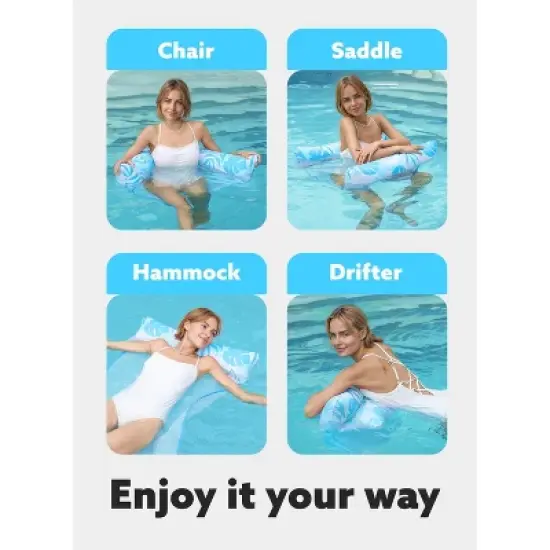 Joyfy Pool Floats, Inflatable Pool Water Hammock Floaties for Adults, 4-in-1 Multi-Purpose Pool Float Lounger for Lake Beach image {4}