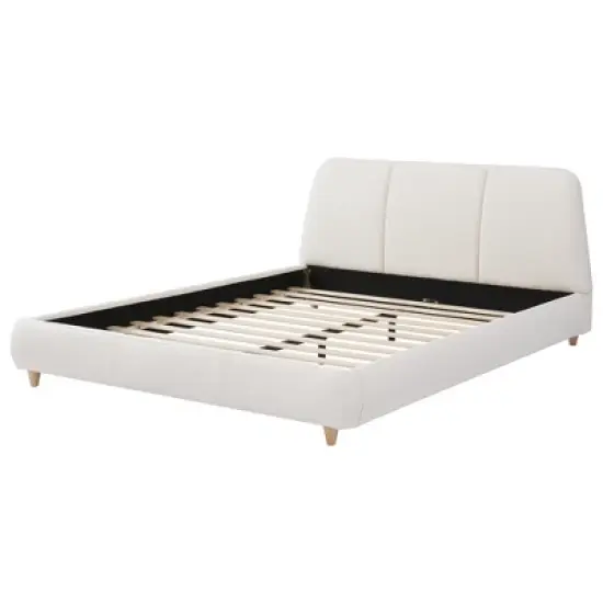 Christopher Knight Home Cletes Modern Wood and Metal Platform Bed with Upholstered Headboard image {7}