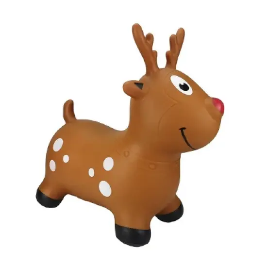 BounceZiez Inflatable Bouncy Ride-On Hopper with Pump - Reindeer image {2}