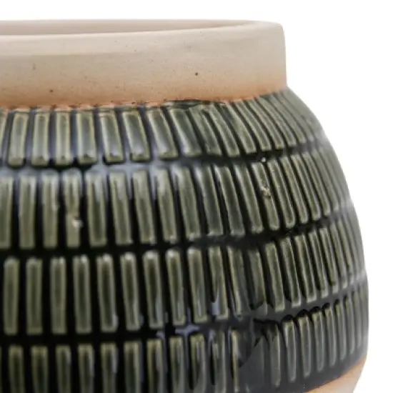 Wide Green Stoneware Planter - Foreside Home & Garden image {2}