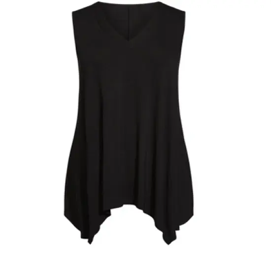 Women's Plus Size V Neck Swing Tank - black | AVENUE image {2}