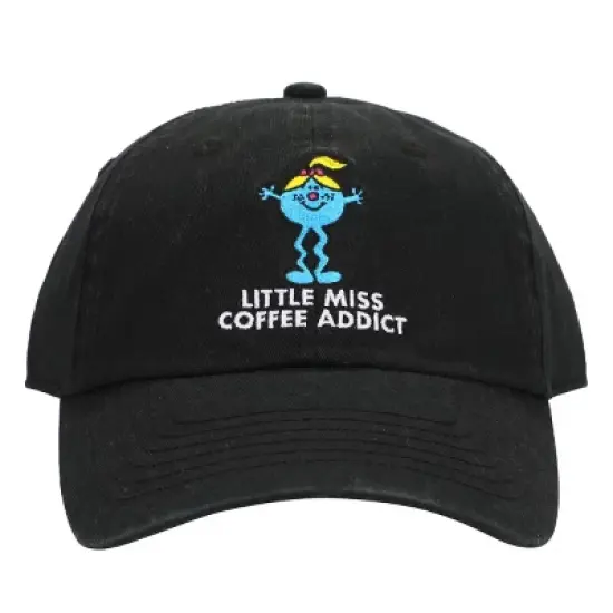 Mr. Men And Little Miss Meme Little Miss Coffee Addict Men's Black Dad Hat image {1}