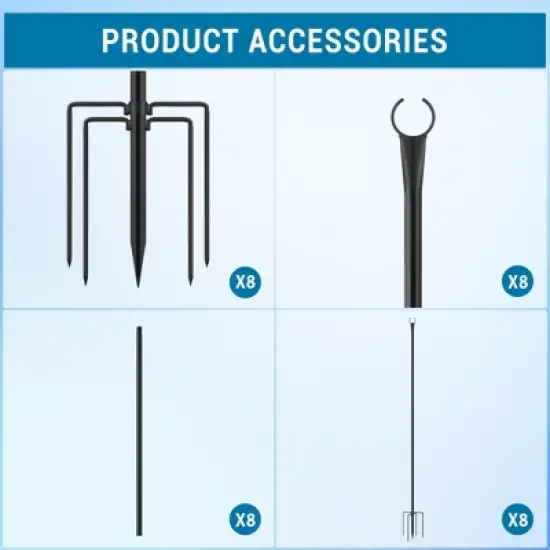 10FT Outdoor String Light Poles (8-Pack) &ndash; Heavy Duty Metal Hanging Poles for Patio, Garden & Backyard image {3}