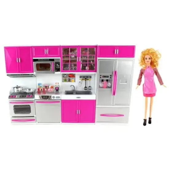 Insten Mini Modern Kitchen Playset with Refrigerator, Stove, Sink, Microwave and Doll image {2}
