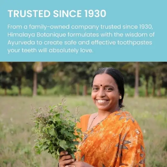 Himalaya Botanique Whitening + Hydroxyapatite Toothpaste for Whiter Teeth, Mint Flavor, Fluoride-Free, SLS Free, & Vegan, 4.0 oz image {6}