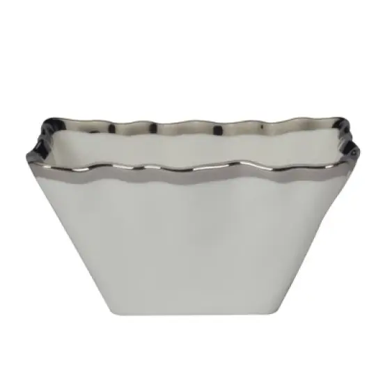 Certified International Set of 4 14oz Regency Square Snack Bowls Silver image {1}