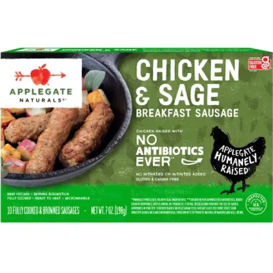 Applegate Naturals Chicken & Sage Breakfast Sausages - Frozen - 7oz/10ct image {6}