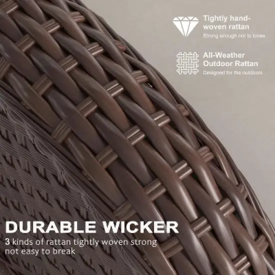 LayinSun Outdoor Patio Furniture Set, Brown Rattan Wicker Sectional Swivel Rocker Chairs Sets image {6}