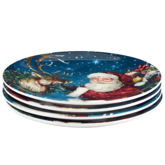Certified International Set of 4 Santa's Secret Dessert Plates image {1}