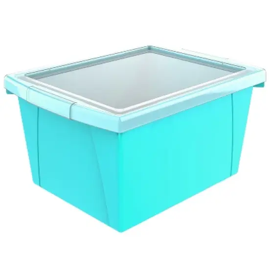 Storex 4 Gallon Storage Bin with Lid, Teal image {4}