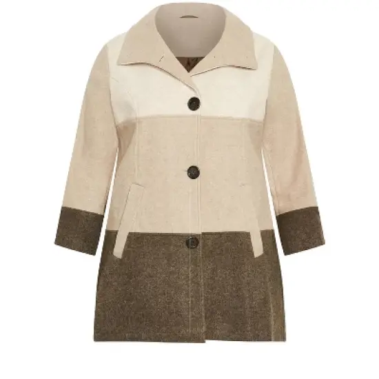 Women's Plus Size Color Block Stripe Jacket - chocolate | AVENUE image {2}