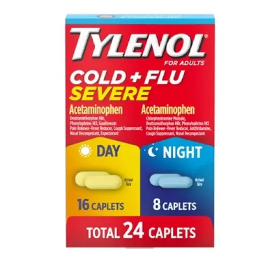 Tylenol Cold+Flu Severe Day/Night Caplets - Acetaminophen - 24ct image {7}
