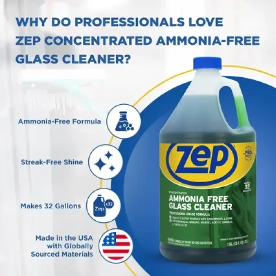 Zep Concentrated Ammonia-Free Glass Cleaner &ndash; Perfect for Commercial Windows - 1 Gallon image {3}