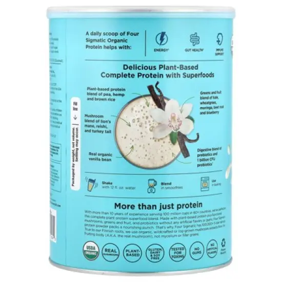 Four Sigmatic Plant-Based Organic Protein , Sweet Vanilla, 1.32 lb (600 g) image {2}