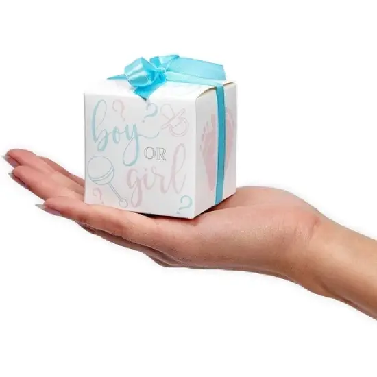 Sparkle and Bash 50 Pack Paper "Boy or Girl" Gender Reveal Party Favors Treat Boxes with Ribbons image {3}