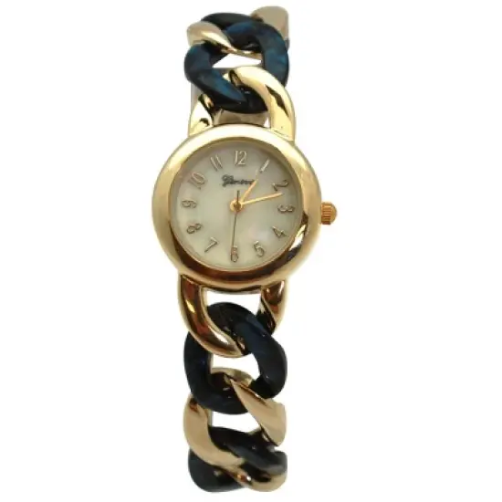 Olivia Pratt Gold Chain and Tortoise Strap Women Watch image {4}