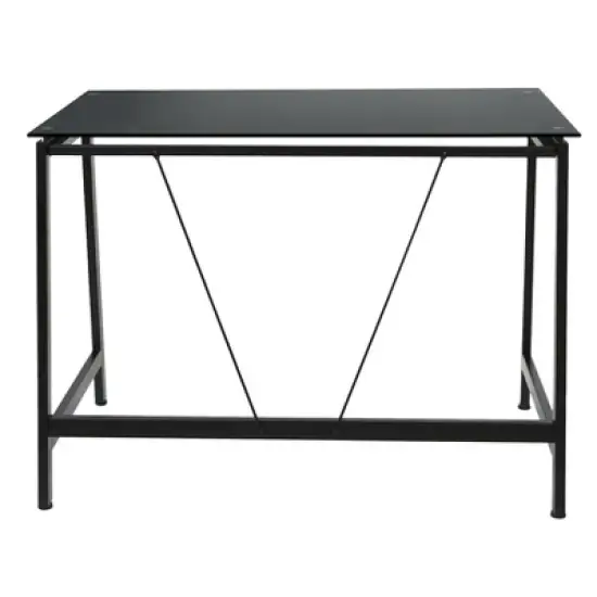 Contemporary Glass Writing Desk, Steel Frame - Onespace image {3}