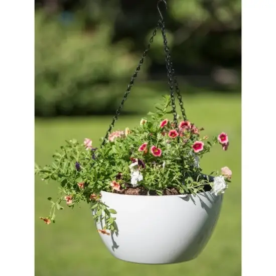 Gardener's Supply Company Viva Self-Watering Hanging Basket With Easy-Fill Water Port | 14 Inch Diameter Includes Hanging Chain & Hook - Teal image {2}
