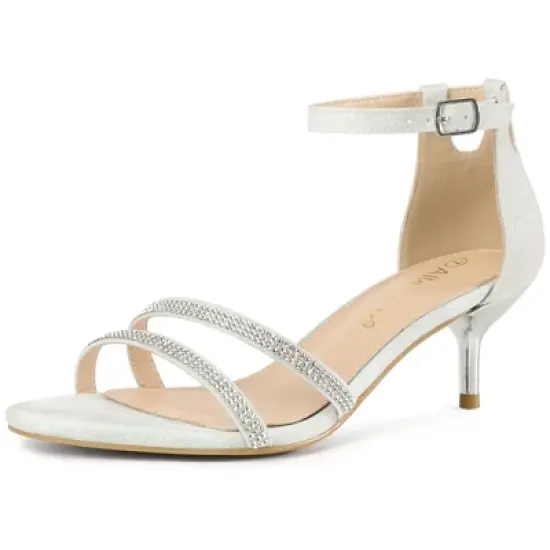 Allegra K Women's Stiletto Kitten Heels Glitter Heel Sandals image {12}