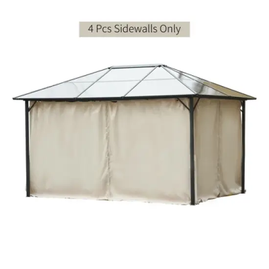 Outsunny 10' x 12' Universal Gazebo Sidewall Set with 4 Panels, 40 Hooks/C-Rings Included for Pergolas & Cabanas image {4}