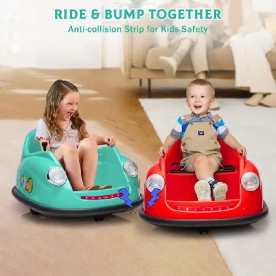 12V Kids Electric Bumper Car with 2.4G Remote Control, 360&deg; Spinning, Music & LED Lights, Safety Bumper for Ages 2-5 Years image {8}