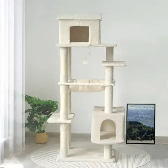 Kumasinova 63" Multi-Level Cat Tree with Hammock,Cat Tower with Scratching Post,Modern Cat Tree Tower for Indoor Cats,Cat Beds & Furniture image {6}