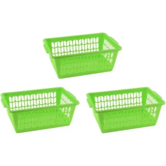 YBM HOME Plastic Perforated Storage Basket Bin Office Drawer, Shelf Desktop Countertop Tray Organizer, Pack of 3 image {4}