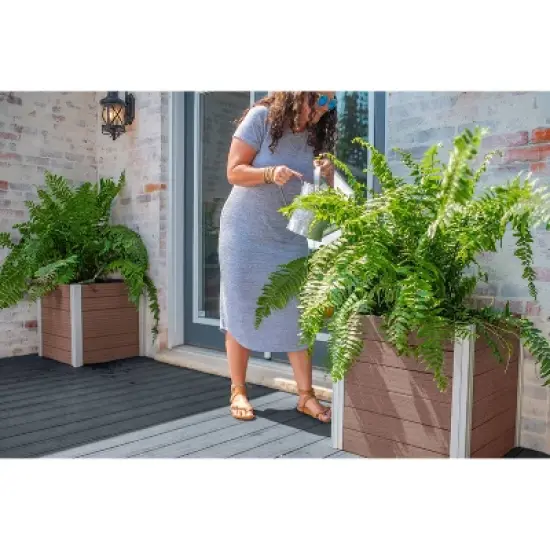 Vita 22" Wide Urbana Cube Square Planter Box Espresso image {8}