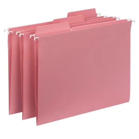 Smead FasTab  Hanging File Folder, 1/3-Cut Built-In Tab, Letter Size, Dark Pink, 9 per Pack (64014) image {1}