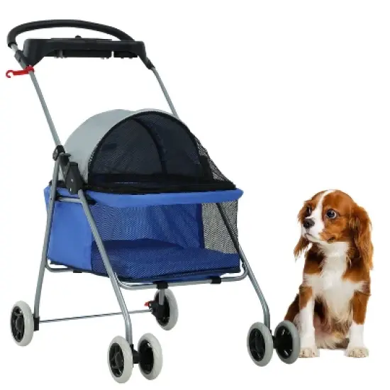 BestMassage Pet Stroller 4 Wheels Dog Cat Stroller Foldable Jogger Stroller image {7}