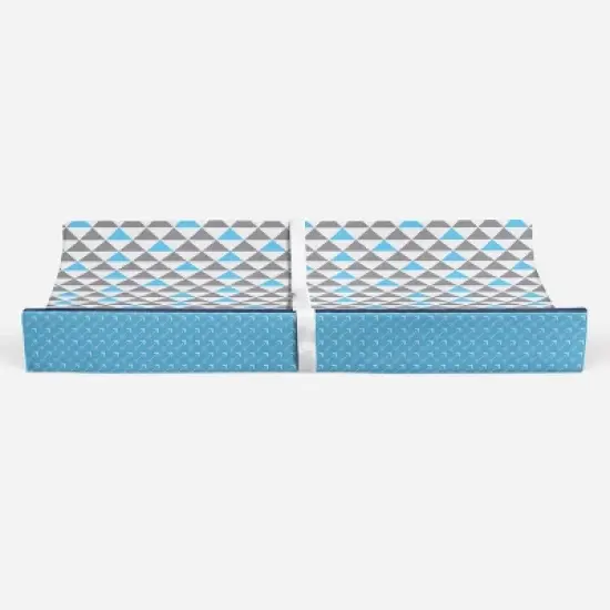 Bacati - Woodlands Aqua/Navy/Gray Neutral Cotton Changing Pad Cover image {5}