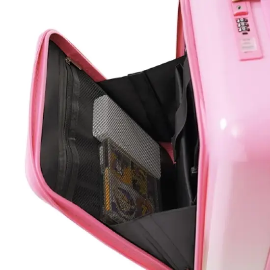 NAYSAYE Luggage Set of 3 Durable Hard Shell Spinner Wheels Front Opening Design for Travel, Pink, 18.8"*12"*29.5" image {2}