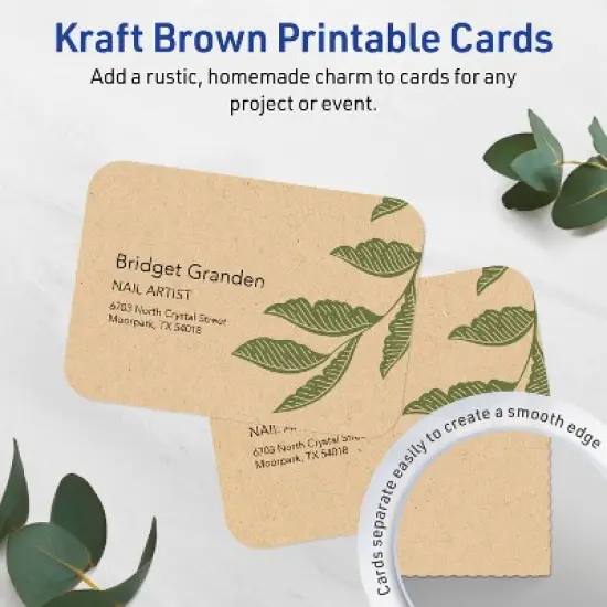 Avery 2-1/2" x 3-1/2" Rounded Corner Cards, Kraft Brown, 60ct image {1}
