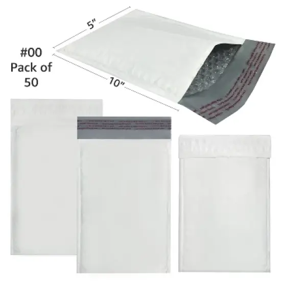 UOFFICE Pack of 100 Poly Bubble Mailer Padded Bags 5" x 10" - #00 Self-Seal Mailers image {9}