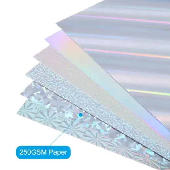 Unique Bargains Metallic Iridescent Mirror Paper Foil Board Reflective Holographic Cardstock 60 Pcs image {3}