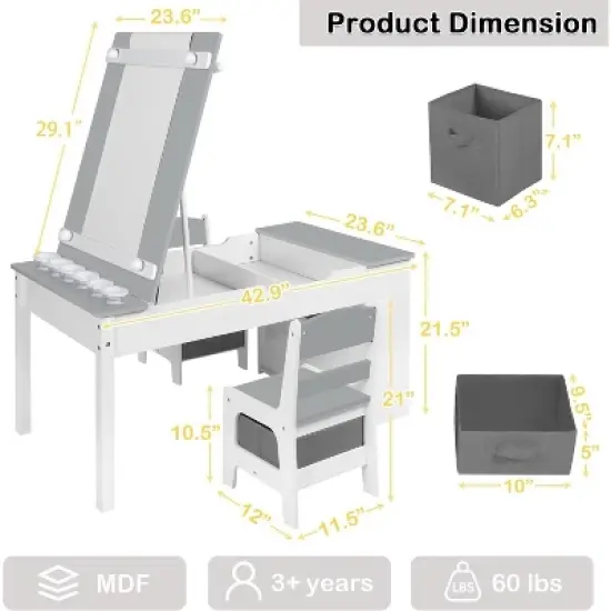 Kinder King Kids Table and Chair Set with Storage &ndash; Toddler Activity Desk with 8 Bins & Paper Roll for Drawing, Reading, Crafts & Snacks image {8}