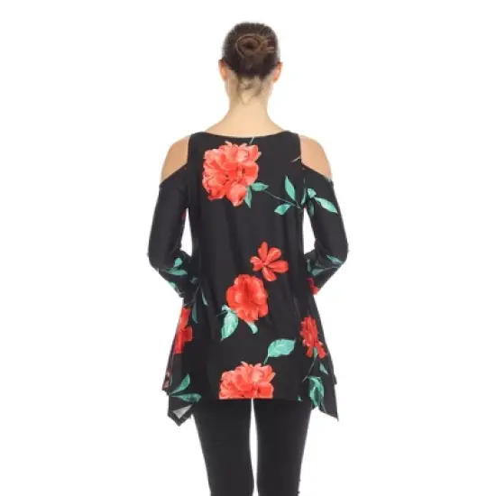 Maternity Floral Printed Cold Shoulder Tunic image {2}