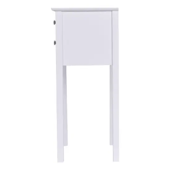 Costway Side Table End Accent Table Night Stand W/ 2 Drawers Furniture White image {8}