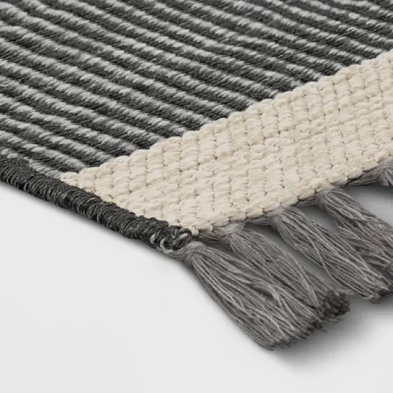 7'x10' Oversized Stripe Outdoor Rug Charcoal Gray - Threshold&trade; image {2}