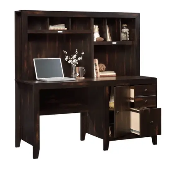Dakota Pass Computer Desk with Hutch Light Brown - Sauder image {15}